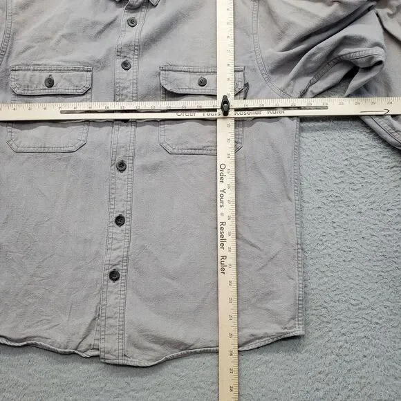 Woolrich Shirt Men Medium Gray Original Outdoor Chest Pockets Collar Button Down - Picture 6 of 6